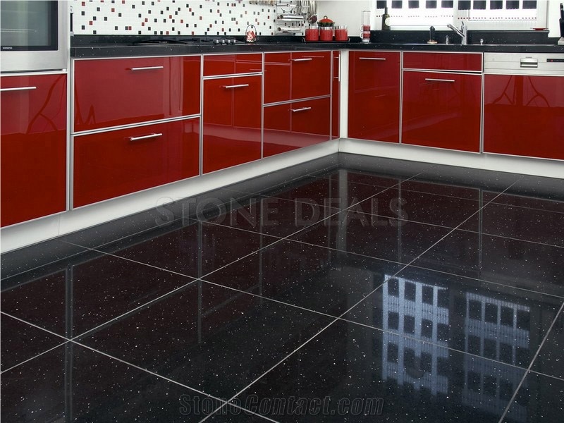 Savana Black Quartz Stone - Polished Floor Tiles