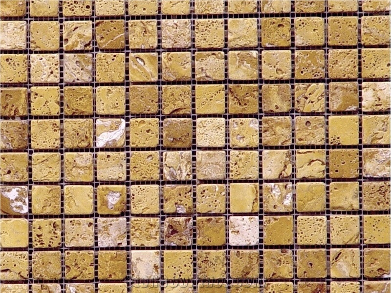 St - Yellow Travertine Tumbled Mosaic