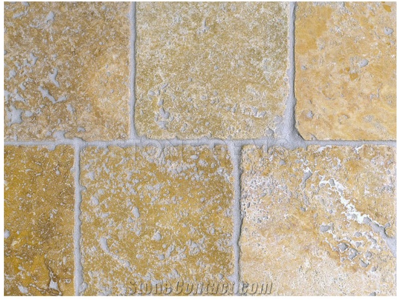 Yellow Travertine Tumbled Wall Tiles