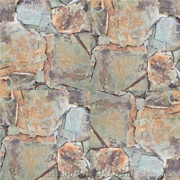 Multicolor Slate Flagstone for Landscaping, Walling