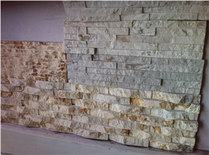 Beige Limestone Mosaic,Split Face Mosaic,Linear Strips Mosaic,Wall Mosaic 18