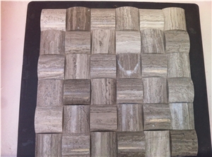 Grey Wood Grain Marble Basketweave Mosaic, Grey Marble Mosaic 23