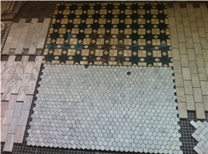 Guangxi White Marble Linear Strips Mosaic,Polished Mosaic