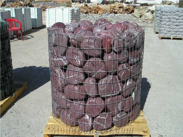 Bordeaux Rosso, Red Marble Pebble