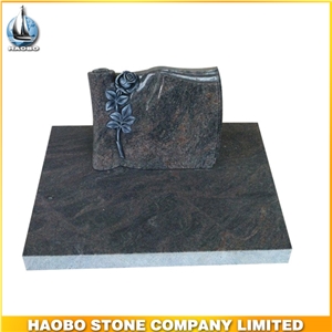 Rose Hand Carving Granite Monuments, Bahama Blue Granite Tombstone