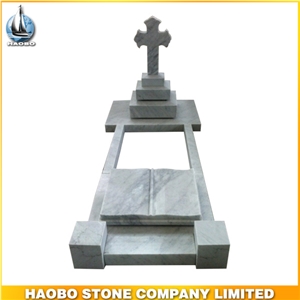 White Marble with Cross Polishing European Popular Tombstones