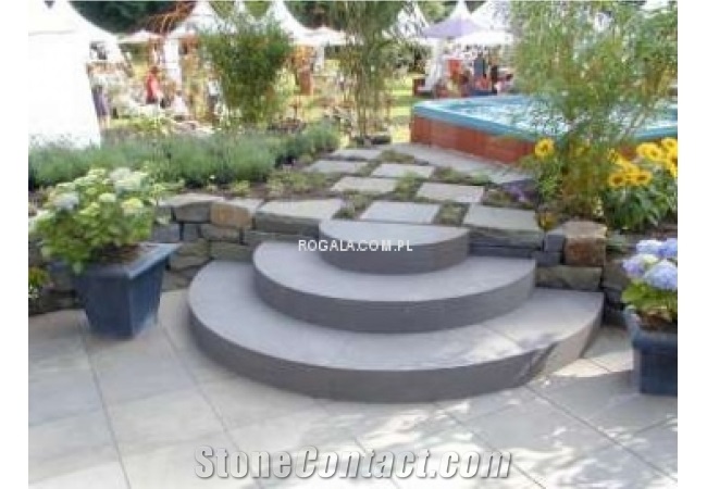 G603 Granite - Bianco Cristal Granite Curved Exterior Stairs and Steps