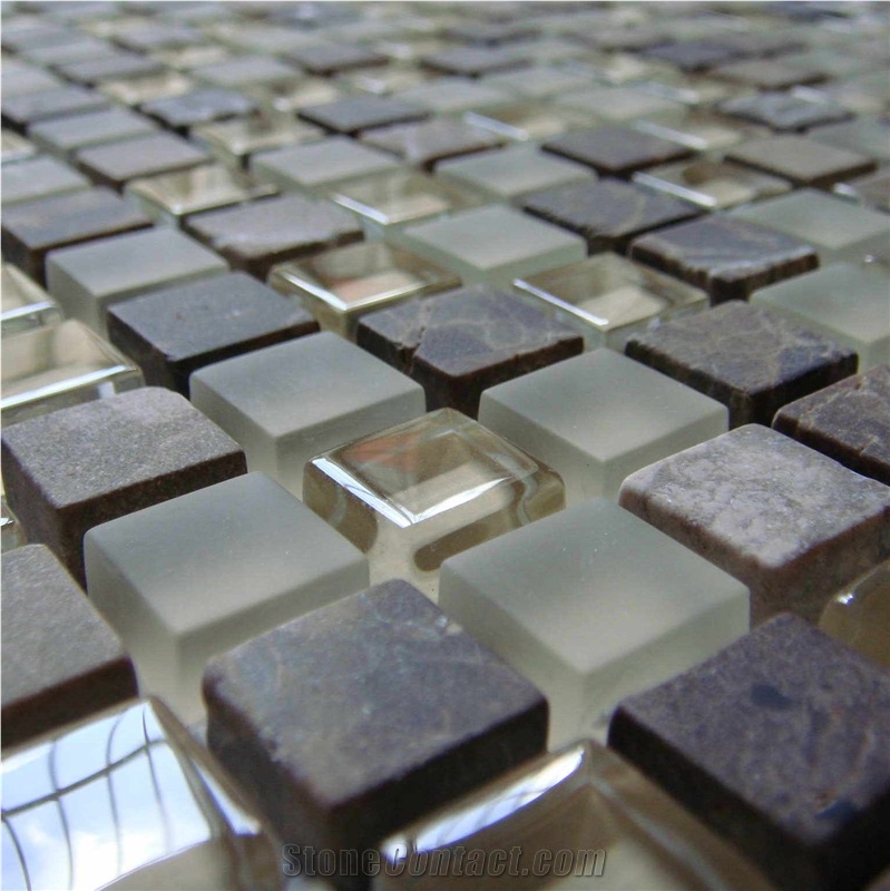 High Quality Glass and Marble Mosaic Tile (HCM-X-042)