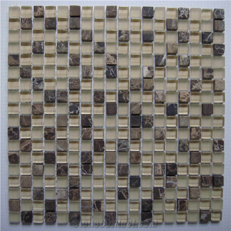 High Quality Glass and Marble Mosaic Tile (HCM-X-042)
