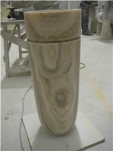 Onyx Design Pedestal Basin, Beige Onyx Wash Basin