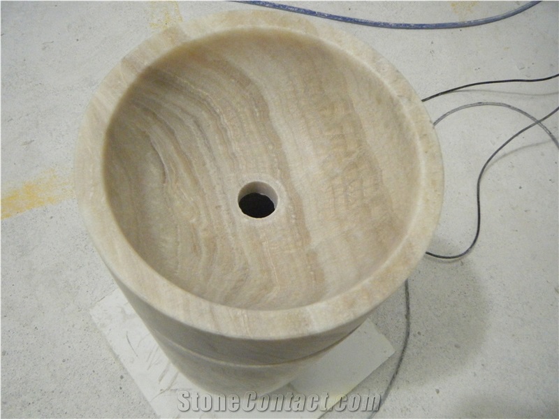Onyx Design Pedestal Basin, Beige Onyx Wash Basin from Turkey