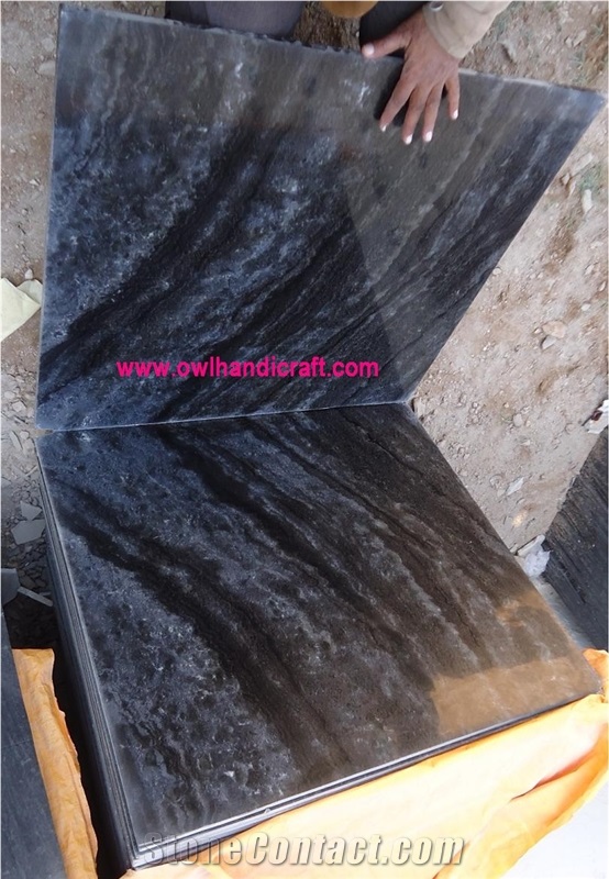 Black Marble Polished Tile, Abu Black Marble