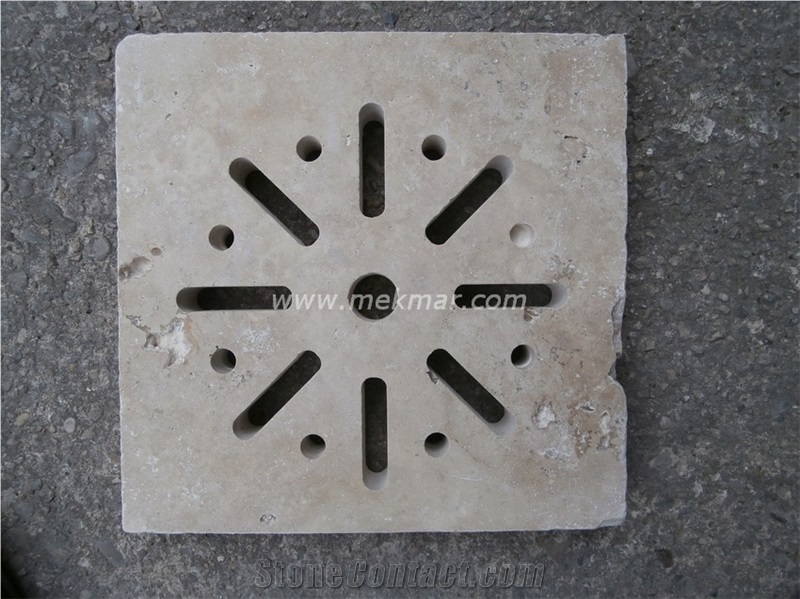 Grille Siphon Antique Travertine Water Drainage, Beige Travertine Water Drainage