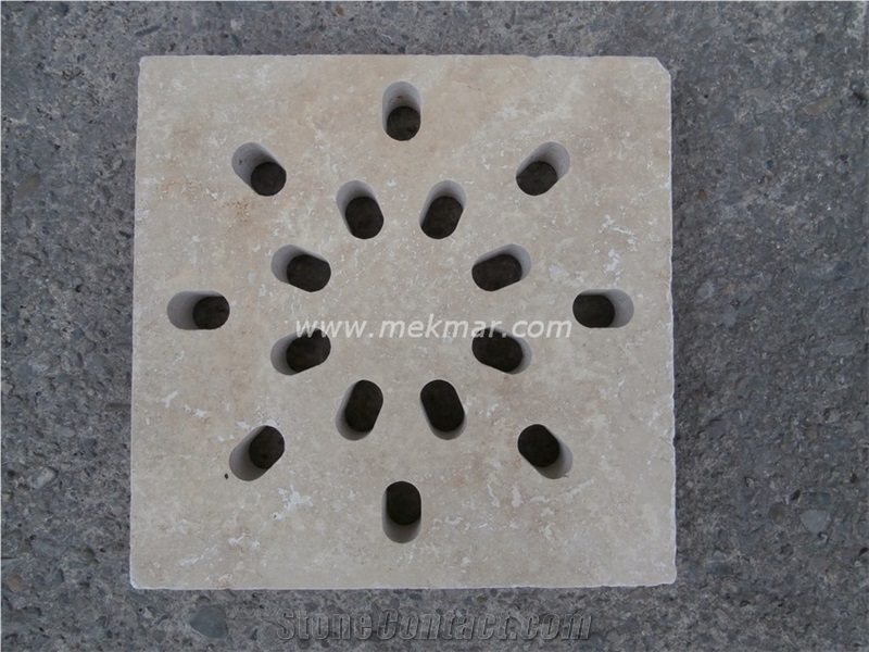 Grille Siphon Antique Travertine Water Drainage