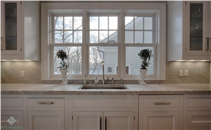 5cm Honed White Carrara Marble Eased Kitchen Countertop