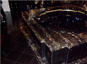 Baum Bath Black and Gold Nero Portoro Marble Bath Tub Deck
