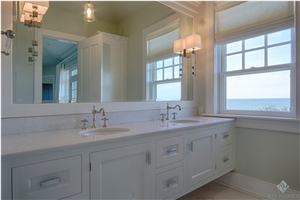 Bianco Naxos Marble Master Bathroom Top Eased Edge, Bianco Naxos White Marble Bathroom Top