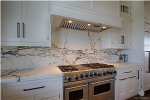 Calacatta Paonazzo Marble Kitchen Countertop, Backsplash, Paonazetto Bianco White Marble Kitchen Countertops