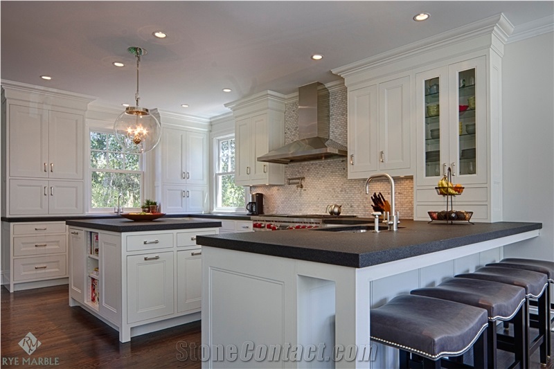 Leather Black Absolute Granite Kitchen Countertop Kitchen Island