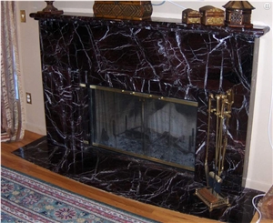 Rosso Levanto Marble Fireplace, Rosso Levanto Red Marble Fireplace