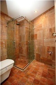 Iran Red Travertine Bathroom Wall and Flor Tiles