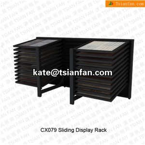 Cx079 Strong Metal Display Stand with Sliding Mdf Panels for Stone Ceramic Tile
