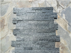6"X24" Night Glitter Interlocking Ledgerstone, Black Quartzite Cultured Stone