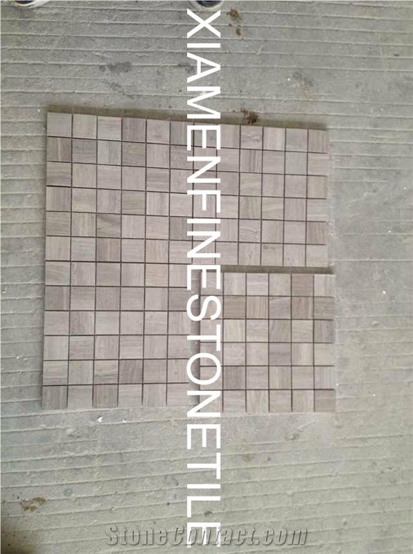 White and Grey Wood Grainy Marble Mosaic