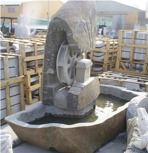 House and Winmill Granite Water Fountain, Landscaping Stone Water Features Custom