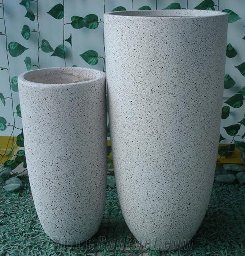 Interior Oval Granite Flowerpots, Custom Granite Flowerpots