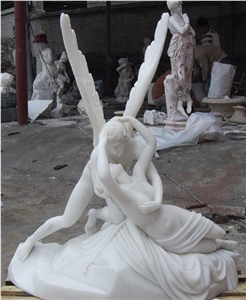 Jade White Marble Carving Angel, Pure Whte Marble Sculpture