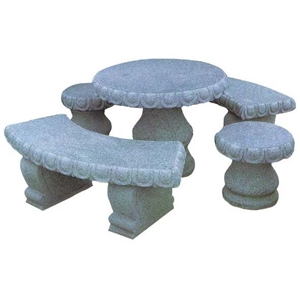 Light Grey Granite Garden Table and Chair, Custom Granite Table Set