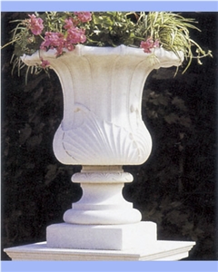 White Marble Flowerpots, Carved Marble Garden Flowerpots