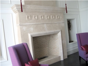 Cream Cloudy Marble Fireplace