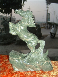 Green Jadeite Granite Animal Sculpture