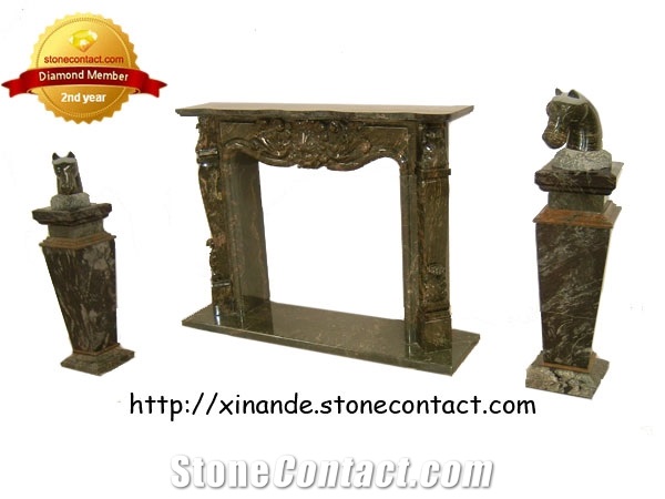 Green Jadeite Granite Stone Fireplace
