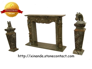 Green Jadeite Stone Fireplace Accessory