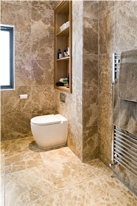 Emperador Light in Bathroom, Brown Marble Bath Design