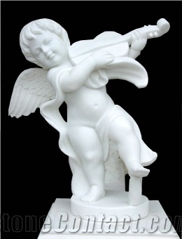Figture Of Angel Sculpture, White Marble Angel Sculpture