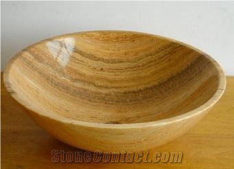 Yellow Wooden Vein Marble Wash Basin,Sink,Spain Yellow Marble