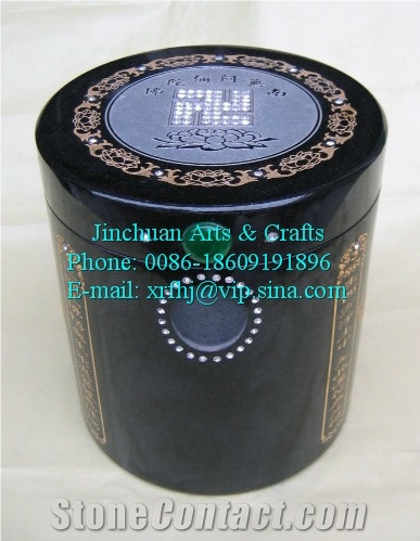 Hei-Hua-Gang Black Granite Cremation Urn