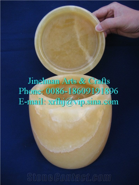 Lowest Price Marble Cremation Urn (DGMHY-22x23), Mi-Huang-Yu Yellow Marble Cremation Urn
