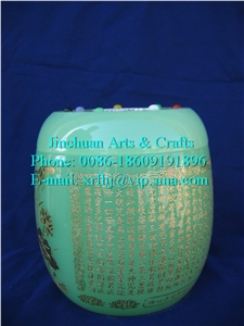 Liu-Li-Zhong-Qing Green Marble Cremation Urn