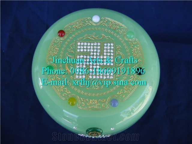 Liu-Li-Zhong-Qing Green Marble Cremation Urn