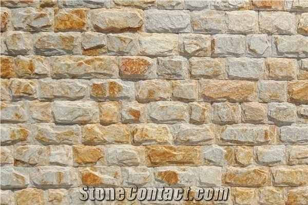 Handmade Natural Stone Gold Gneiss Mushroom Walling Tiles