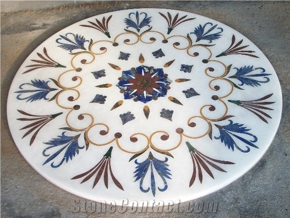 Inlay Tops, White Marble Tabletops