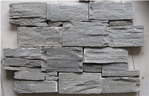 Wooden Quartzite Stacked Stone Cladding, Green Quartzite Stacked Stone
