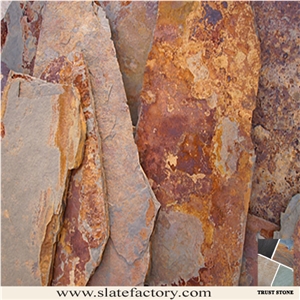 Slate Indoor Flagstone Flooring, Rusty Yellow Slate Flagstone