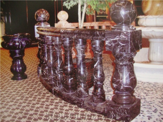 Marble Balustrade & Railings, Rosso Levanto Red Marble Balustrade