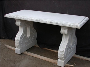 Mable White Marble Garden Bench
